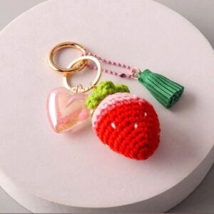 Crochet Strawberry Keychain
